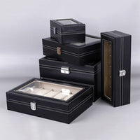 Ostrich Pattern PU Leather Zipper Watch Case, 6 or 10 Slots