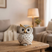 Decorative Owl Figurine Gold-Accented Owl Shelf Decor Eye-Catching for Tabletop