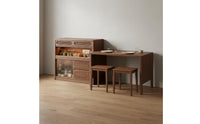 Solid Wood Dining Island Space Saving Retractable Sideboard with Desk