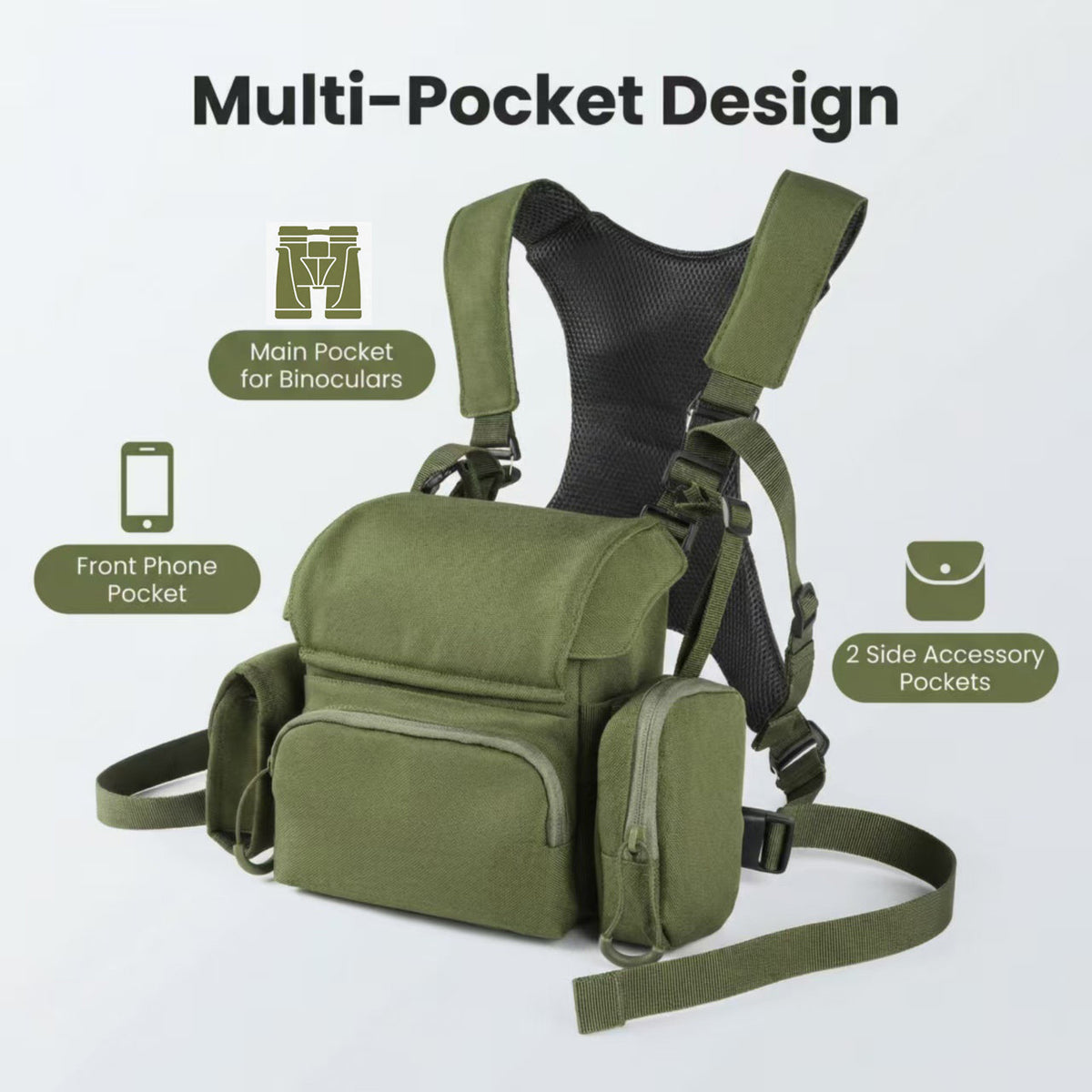 Outdoor Binocular Chest Bag with Adjustable Strap