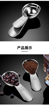 不锈钢咖啡豆量勺奶粉勺子辅食烘焙面粉计量勺短柄茶匙克数勺15ml