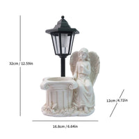 Solar Angel Statue Resin Material Solar Garden Sculpture for Balcony, Patio