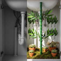 Decorative Pipe Cover with Faux Bamboo and Tree Bark Design for Bathroom and Toilet Pipes