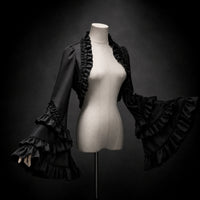 Gothic Shrug with Flared Cuffs Long Sleeves Ruffled Short Jacket Shrug Breathable Apparel for Cosplayers, Themed Parties