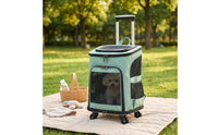 Pet Carrier Backpack with Wheels Rolling Pet Backpack with Wheels Travel Soft-Sided for Cats, Vet Visits, Outdoor