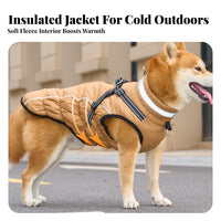 Windproof Dog Coat with Harness Adjustable Fit Dog Harness Winter Coat Elastic Abdomen Design for Cold Weather, Night Walks, Rainy Days
