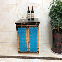 KTV Song Selection Cabinet Stainless Steel Bar Cabinet Mirrored Door Entertainment Furniture Lockable Storage Unit with Internal Shelves Suitable for Nightclubs Taverns Home Karaoke