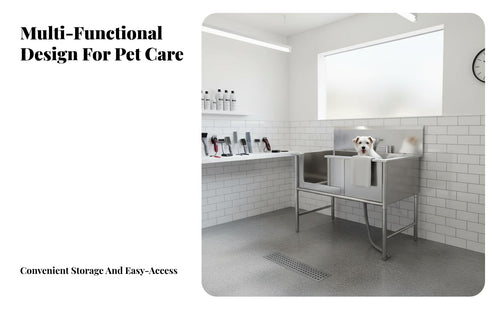 Rust-Proof Stainless Steel Pet Bathtub Heavy-Duty Stainless Steel Dog Grooming Tub Easy to Clean Professional Pet Bathing Tub Scratch-Resistant for Veterinary Medical Facility