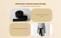 Wool Waist Belt, Double-Sided, Black, Versatile Accessory