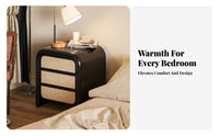 Wicker Front Bedside Cabinet Rattan Design Nightstand space-saving Size for Entryway