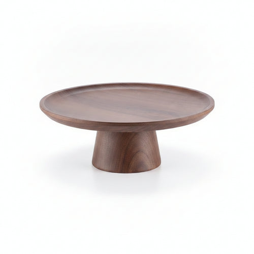 Shallow Tray Pedestal Cake Stand Brown Wooden Pedestal Cake Stand for Tabletop