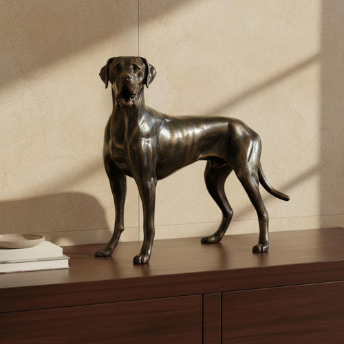 Antique Bronze Hound Statue Realistic Detailing Vintage Design Dog Ornament