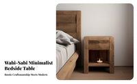 substantial Block Bedside Table Wabi-Sabi Aesthetic Nightstand Minimalist Design Easy to Clean for Homestay