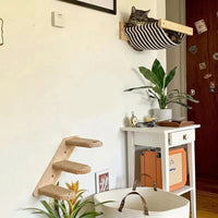 Wall Mounted Cat Shelves and Steps, Wood Climbing Ladder with Sisal Rope, Multi-Tier Indoor Stairs for Play and Rest, Light Wood and Beige Design
