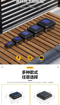Solar Powered Pillar Light for Garden Villa, Wall Mount, with Light Sensor