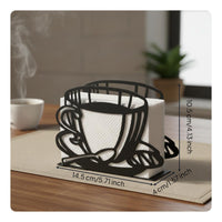 Hollow-out Metal Napkin Rack Decorative Black Iron Napkin Holder Weighted Base Metal Tabletop Tissue Holder for Cafe
