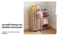 Fitness Mat Storage Rack Space Saving Home Gym Rolling Cart Large Capacity Home Gym Storage Cart for Yogis, Living Room