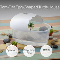 Egg-Shaped Double-Layer Turtle Tank with Basking Platform