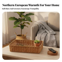 Woven Desktop Organizer Multi-Purpose Storage Basket Natural Design
