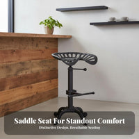 Adjustable Saddle Stool Utilitarian Aesthetic Backless Saddle Stool Vintage Design With Footrest for Bar Owners, Restaurant