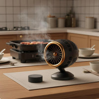 Compact Design Desktop Range Hood Installation-No-Installation-Needed Tabletop Smoke Absorber Strong Suction Desktop Kitchen Exhaust Fan Replaceable Filter for Apartment Dwellers, Students, Hot Pot, Indoor Grilling, Small Kitchens