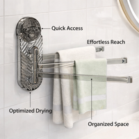 Sink Towel Rack Wall Mounted Holder with Rotating Swivel Design for Bathroom, Suction Cup Storage for Students and Kitchen Countertop