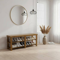 2-Tier Entryway Seat two-wayFunction Design 2-Tier Shoe Changing Seat Space-Saving