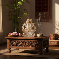 Ganesha Statue Colored Glaze Effect Indian Elephant God Idol for Altar, Office