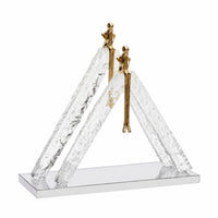 Crystal Figurine with Mirrored Base Abstract Decor Elegant for Entryway