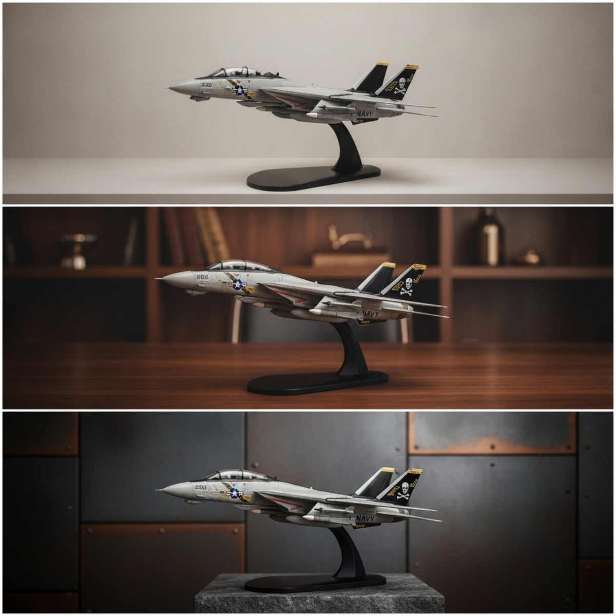 1:100 Scale F-14 Tomcat Model Variable-Sweep Wing F-14 Fighter Jet Model Collectible Toy Precision for Collectors