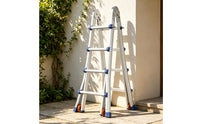 Folding Aluminum Ladder with Safety Lock Stable A-Shaped Ladder Heavy Duty Versatile for Homeowners, Handymen, Painters, Home Repairs, Construction Sites, Garage