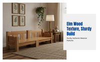 Sturdy Elm Wood Sofa, Minimalist Chinese Style, Corner Combination for Living Room