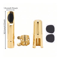 Gold-Colored Saxophone Mouthpiece Polished Shiny Finish Saxophone Ligature Clamp Tightening Screws Sax Mouthpiece Cap