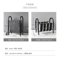 现代金属皮革杂志架宣传书刊架创意软装饰品售楼部样板家居书房