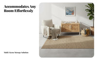 Bedside Table with Woven Door Distressed Finish Bedside Cabinet with Woven Door Vintage Design Farmhouse design for Living Room