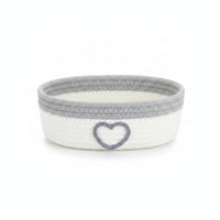 Braided Basket with Heart Woven Cotton Rope Basket Low-Profile for Bedside Table