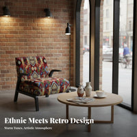 Upholstered Armchair with Wooden Frame Stylishly Crafted Paddinged Lounge Seat Vintage Inspired Comfortable Posterior