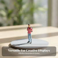 Blue Pants Miniature Decor Tabletop Fairy Garden 1:64 Scale Female Figurine Standing Female Figurine Micro Landscape for Diorama