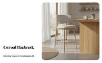 Four-Legged Counter Stool Vintage Look Upholstered Kitchen Island Stool Minimalist Design Anti-Slip Feet for Cafe Owners, Adults