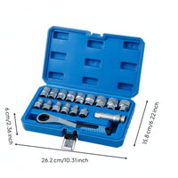 17 Pieces Pass-Through Socket Set Works on Damaged Fasteners for DIY Enthusiasts