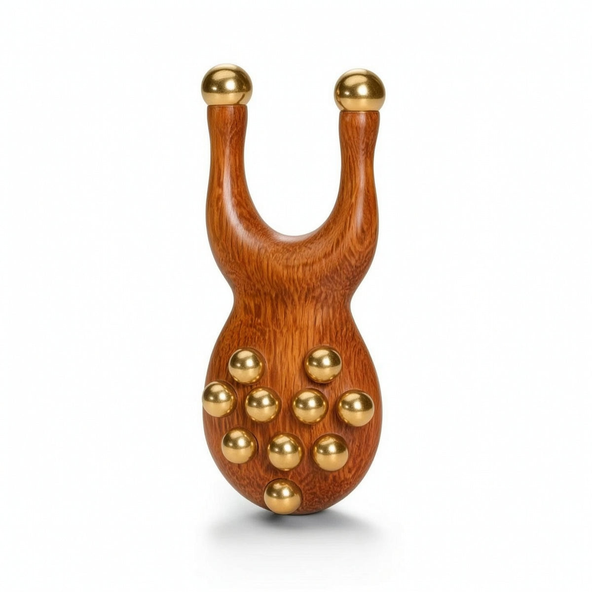 Handheld Frog Massage Tool Compact Wooden Massager with Brass Balls Manual Acupoint Presser Portable for Travel