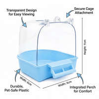 Bird Bath Cage Supplies Parrot Bath Tub Shower, Hanging Bathtub for Pet Bird Enr #variant:Blue