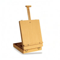 Beechwood Desktop Sketchbox Easel Portable Artist Box with Easel Foldable Art Supply Natural Wood for Studio Work