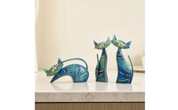 3 Pieces Cat Figurine Metal Feline Sculpture Sculpture Modern Decor for Art Collectors