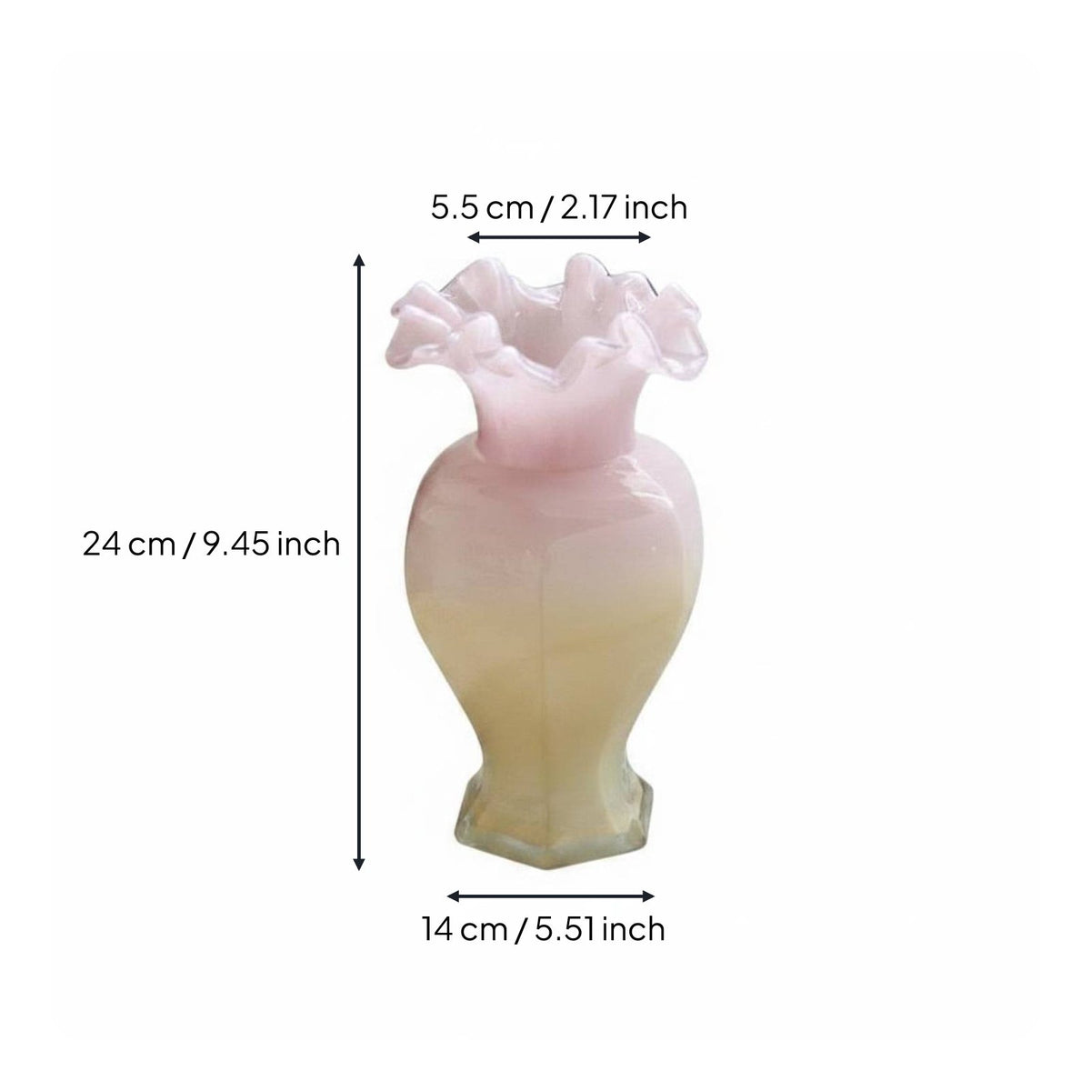 Art Glass Flower Holder Handmade Fluted Rim Flower Vase Elegant Design