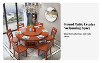 Round Dining Table Optional Induction Cooker Dining Table with Rotating Tray Stable and Sturdy Home Furniture for Homeowners, Dinner Parties