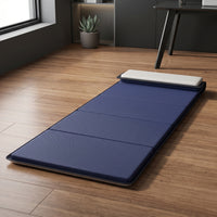 Padded Sleeping Mat with Pillow Waterproof Foldable Sleeping Mat Portable Roll up Mattress Thick for Campers, Guests, Stretching, Office