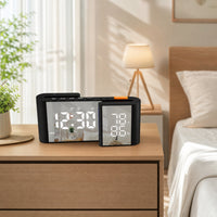 Alarm Clock with Temperature Display Desktop Alarm Clock with Humidity Display Snooze for Students, Heavy Sleepers, Bedroom, Nightstand, Dorm Room