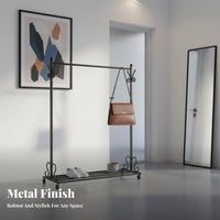 Single-Rod Clothing stand featuring Shelf Nordic appearance Garment Rack Minimalist Design Easy Assembly for Students