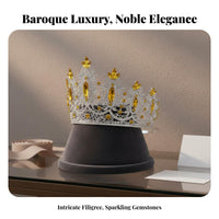 Baroque Queen Crown Sparkling Crystal Bead S Baroque Princess Crown Full Circle Bridal Tiara Regal Design Bridal Headpiece